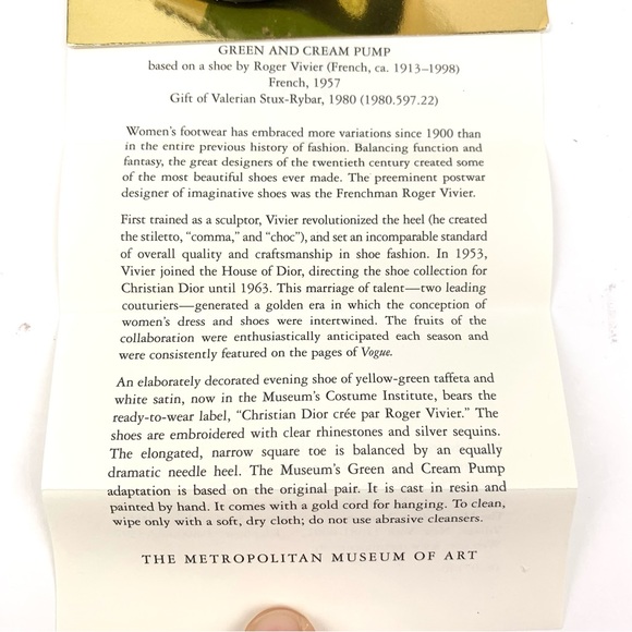 MMA Green and Cream Pump Shoe ornament Roger Vivier for Dior hand painted - Picture 8 of 8